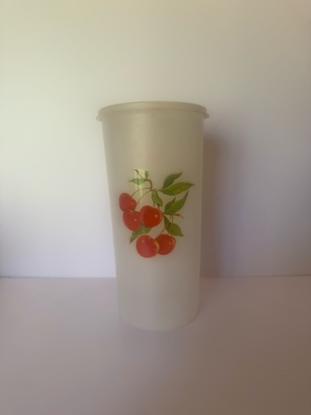 Vintage Tupperware with lid and cherry decal